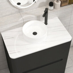 Royal Bathrooms Venice 800mm Matt Nocturne Black Freestanding Bathroom Countertop Vanity Unit 2 Drawer With Round Basin - thumbnail 6