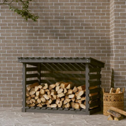 Walplus Firewood Rack Grey 108X73X79 Cm Solid Wood Pine