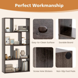Costway 5-Tier Geometric Bookshelf 120 Cm Tall Bookcase Modern 8-Cube Display Shelving - thumbnail 7