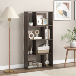 Costway 5-Tier Geometric Bookshelf 120 Cm Tall Bookcase Modern 8-Cube Display Shelving - thumbnail 3