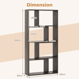 Costway 5-Tier Geometric Bookshelf 120 Cm Tall Bookcase Modern 8-Cube Display Shelving - thumbnail 2