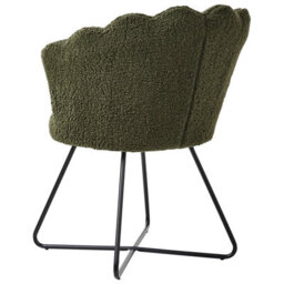Wyld And Coco Armless Boucle Chair Dark Green - Shell Back, Black Metal Frame, Compact Accent Seat - thumbnail 6