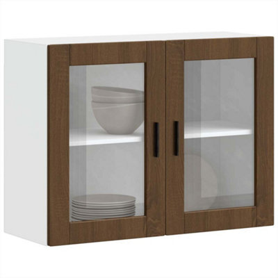 Berkfield Kitchen Wall Cabinet With Glass Door Porto Brown Oak - image 1