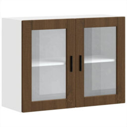 Berkfield Kitchen Wall Cabinet With Glass Door Porto Brown Oak - thumbnail 2