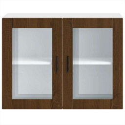 Berkfield Kitchen Wall Cabinet With Glass Door Porto Brown Oak - thumbnail 7