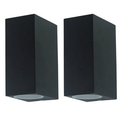First Choice Lighting Set Of 2 Falmouth Black Up Down Outdoor Ip44 Wall Lights