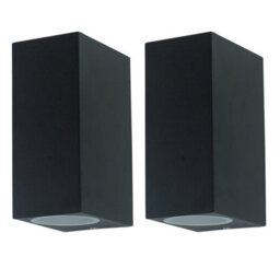First Choice Lighting Set Of 2 Falmouth Black Up Down Outdoor Ip44 Wall Lights - thumbnail 1