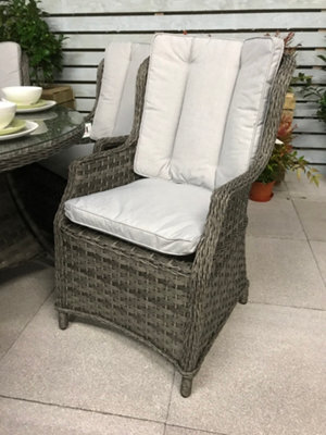Signature Weave Victoria Wicker High Back Dining Arm Chair Seat Cushions Grey - image 1