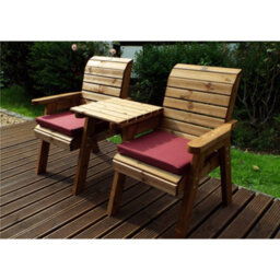 Marlborough Wooden Straight Love Seat With 2 X Chair Cushion Burgundy & 1 X Fitted Cover - thumbnail 3