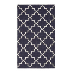 Homescapes Edmonton Navy Blue And White 100% Cotton Geometric Pattern Kilim Rug, 160 X 230 Cm - thumbnail 2