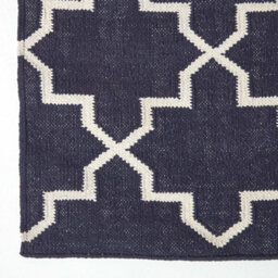 Homescapes Edmonton Navy Blue And White 100% Cotton Geometric Pattern Kilim Rug, 160 X 230 Cm - thumbnail 3