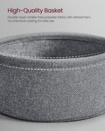 LEDREM Vasagle Side Table With Charging Station, Round End Power Outlets, Usb Ports, Fabric Basket, Living Room, Bedroom, Bedside - thumbnail 9