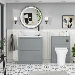 Royal Bathrooms Royal Bathroom Elmore 700mm Matt Pebble Grey Freestanding Bathroom Vanity Unit 2 Drawer Plain White Worktop With Cesar Basin - thumbnail 5