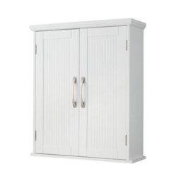 Teamson Home Wall Mounted Bathroom Cabinet With 2 Doors And Adjustable Shelves, Bathroom Storage, White - thumbnail 2