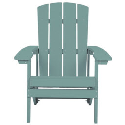 Beliani Turquoise Garden Chair With Footstool - Weather-Resistant Faux Wood Outdoor Lounge - thumbnail 5