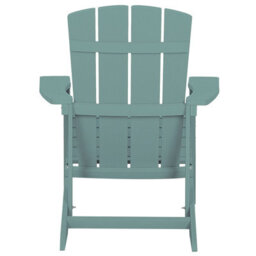 Beliani Turquoise Garden Chair With Footstool - Weather-Resistant Faux Wood Outdoor Lounge - thumbnail 2