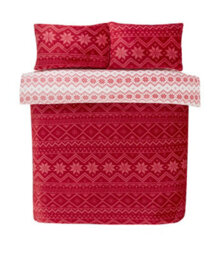 Smart Living Fairisle Flannel Fleece Reversible Duvet Cover With Pillowcases - thumbnail 3