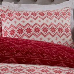 Smart Living Fairisle Flannel Fleece Reversible Duvet Cover With Pillowcases - thumbnail 5
