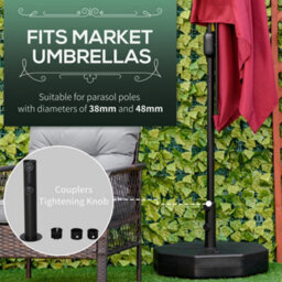 Outsunny Garden Parasol Base Stand Up To 28Kg Water Or 40Kg Sand Filled, Black - thumbnail 4