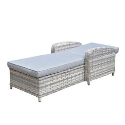 Signature Weave Constance Wicker Reclining Sun Lounger Bed Grey & Cushions