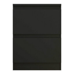 Fwstyle Stora Black 2 Drawer Bedside Chest Table Nightstand (H) 55Cm (W) 40Cm (D) 40Cm Extra Deep Drawers - thumbnail 7