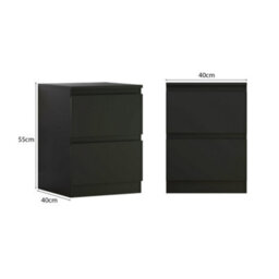 Fwstyle Stora Black 2 Drawer Bedside Chest Table Nightstand (H) 55Cm (W) 40Cm (D) 40Cm Extra Deep Drawers - thumbnail 9