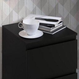 Fwstyle Stora Black 2 Drawer Bedside Chest Table Nightstand (H) 55Cm (W) 40Cm (D) 40Cm Extra Deep Drawers - thumbnail 2