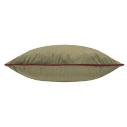 furn. Furn Meridian Plain Velvet Piped Polyester Filled Cushion, Fir Green/dark Red, 55 X 55Cm - thumbnail 3