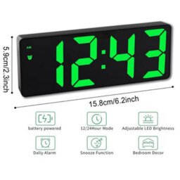 Alarm Clock Led Display Digital Mirror Clock Alarm Battery/plug-In Alarm Clock - thumbnail 2