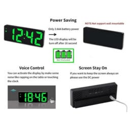 Alarm Clock Led Display Digital Mirror Clock Alarm Battery/plug-In Alarm Clock - thumbnail 6
