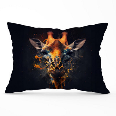 Warren Reed Designer Golden Giraffe Face Splashart Cushions 33Cm X 48Cm