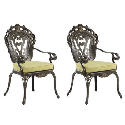 Beliani Set Of 2 Garden Chairs With Cushions Sapri Metal Dark Brown - image 1