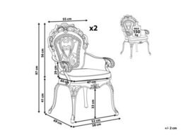 Beliani Set Of 2 Garden Chairs With Cushions Sapri Metal Dark Brown - thumbnail 3