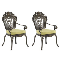 Beliani Set Of 2 Garden Chairs With Cushions Sapri Metal Dark Brown - thumbnail 1