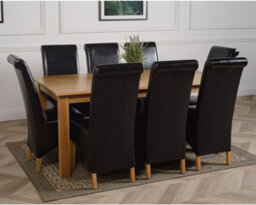 That's Furniture Oslo 180 X 90 Cm Large Oak Dining Table And 8 Chairs Dining Set With Montana Black Leather Chairs - thumbnail 3