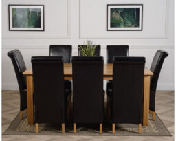 That's Furniture Oslo 180 X 90 Cm Large Oak Dining Table And 8 Chairs Dining Set With Montana Black Leather Chairs - thumbnail 2