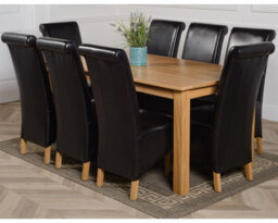 That's Furniture Oslo 180 X 90 Cm Large Oak Dining Table And 8 Chairs Dining Set With Montana Black Leather Chairs - thumbnail 1