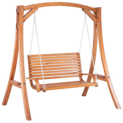 Beliani Patio Swing Novara Larch Wood Brown - image 1