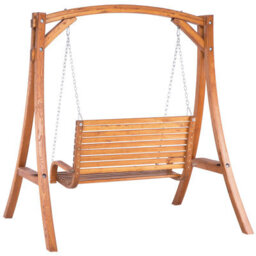Beliani Patio Swing Novara Larch Wood Brown - thumbnail 6