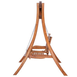 Beliani Patio Swing Novara Larch Wood Brown - thumbnail 7