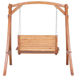 Beliani Patio Swing Novara Larch Wood Brown - thumbnail 5