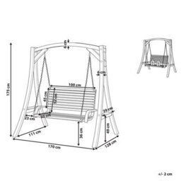 Beliani Patio Swing Novara Larch Wood Brown - thumbnail 3