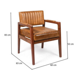 Genuine Real Brown Dining Kitchen Tan Leather And Wood Armchair Retro Fire Side Queen Anne Wing Accent Chair - thumbnail 7