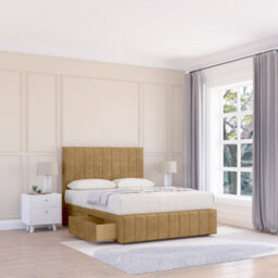 "Sloomy 6Ft California Divan Bed Base Mink Plush ,4 Drawers, 12"" Footboard & 26"" Struts Headboard - Super King" - thumbnail 1