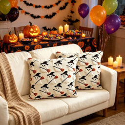 Amorly 2 Pack Cute Ghost Halloween Throw Pillow Covers, 18 Inch Soft Plush Cushion Cases, Fall Spooky Decor For Sofa, Couch, Car, Cafe - thumbnail 4