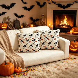 Amorly 2 Pack Cute Ghost Halloween Throw Pillow Covers, 18 Inch Soft Plush Cushion Cases, Fall Spooky Decor For Sofa, Couch, Car, Cafe - thumbnail 5
