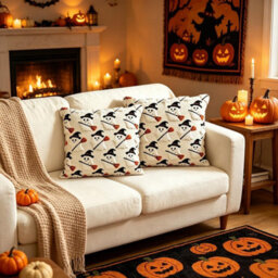 Amorly 2 Pack Cute Ghost Halloween Throw Pillow Covers, 18 Inch Soft Plush Cushion Cases, Fall Spooky Decor For Sofa, Couch, Car, Cafe - thumbnail 6