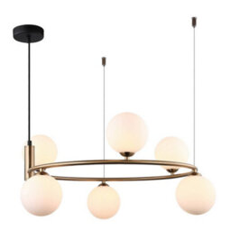 Luminosa Lighting Luminosa Modern Hanging Pendant Golden 6 Light With White Shade, G9