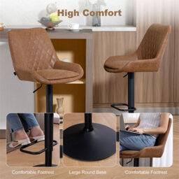 Orange Adjustable Bar Stools Set Of 2 Swivel Bar Chairs With Back Footrest - thumbnail 6