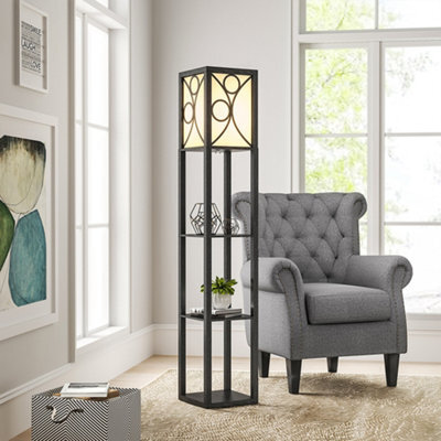 Darphe 160Cm Retro Wooden Floor Lamp With Storage Rack And Foot Switch - image 1